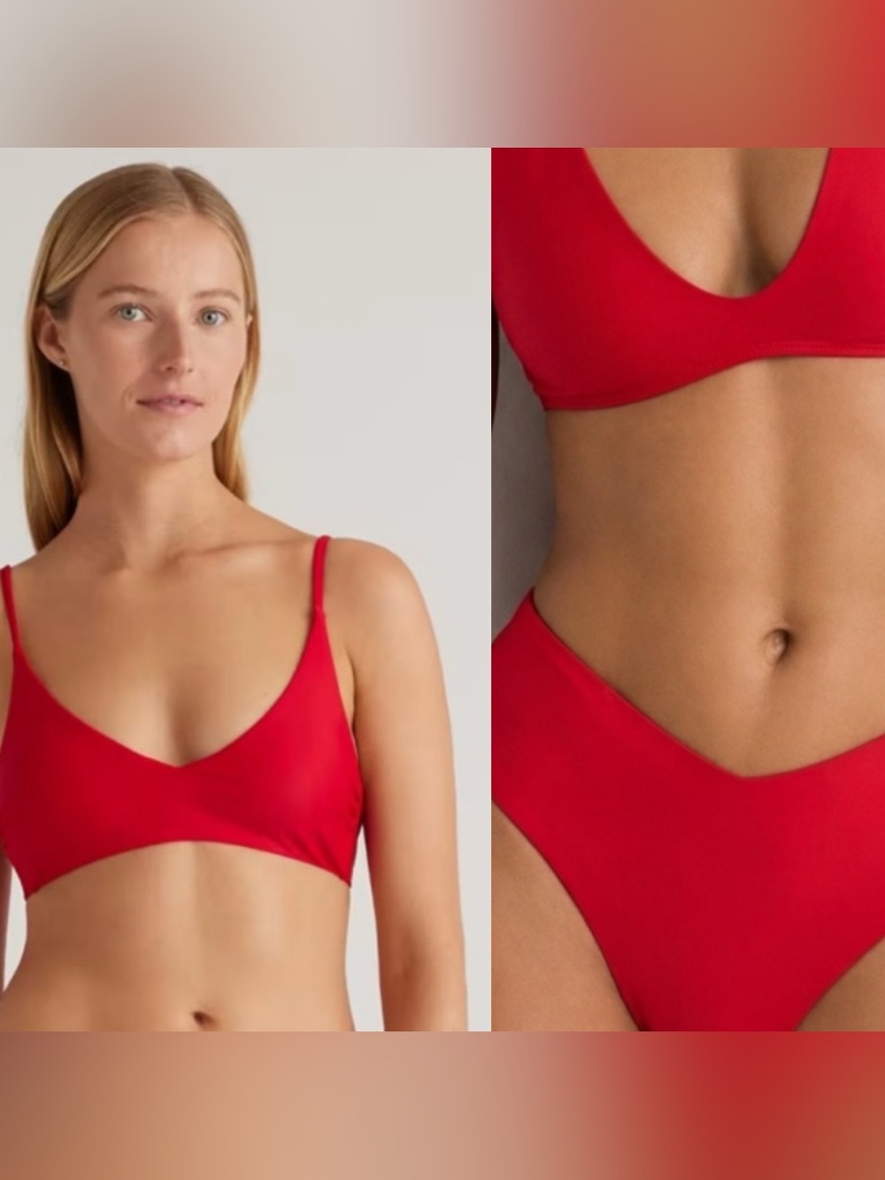 NWT Quince bikini set cherry red medium minimalist